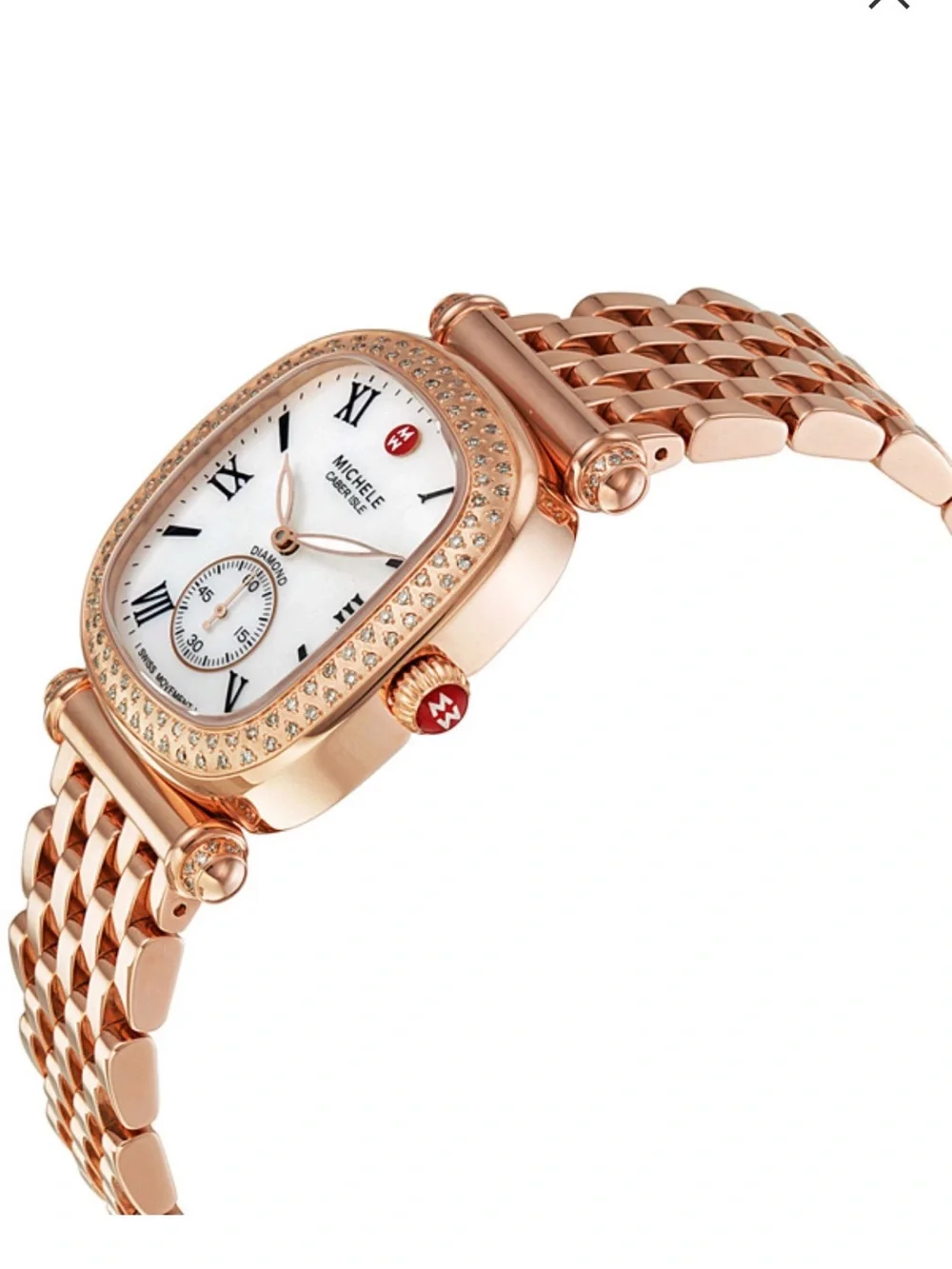 Michele Caber Isle Mother of Pearl Diamond 18 kt Rose Gold-Plated Ladies Watch